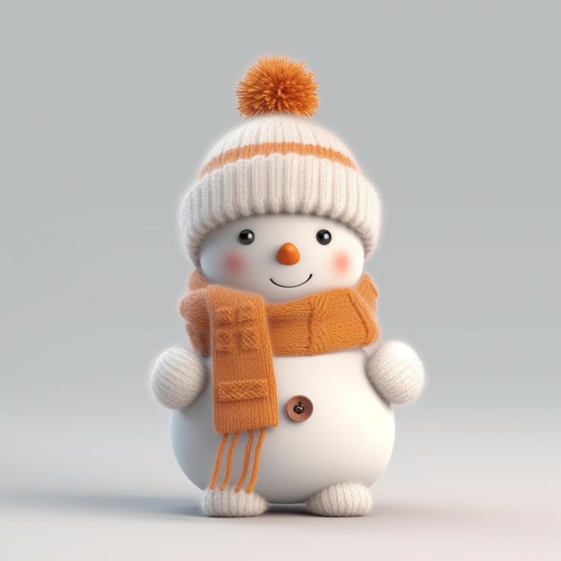 a close up of a snowman wearing a hat and scarf generative ai