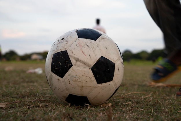 Close-up A Soccer Ball On the play Ground