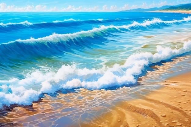 Close up soft wave of the sea on the sandy beach nature sea ocean