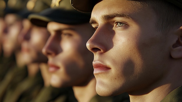 Photo close up of soldiers in parade ground and they are doing parade