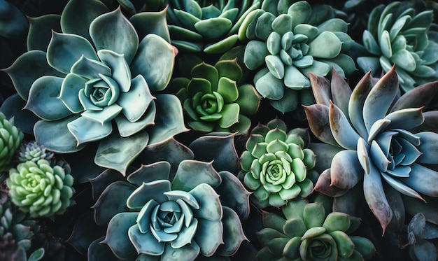 A close up of some of the green succulents