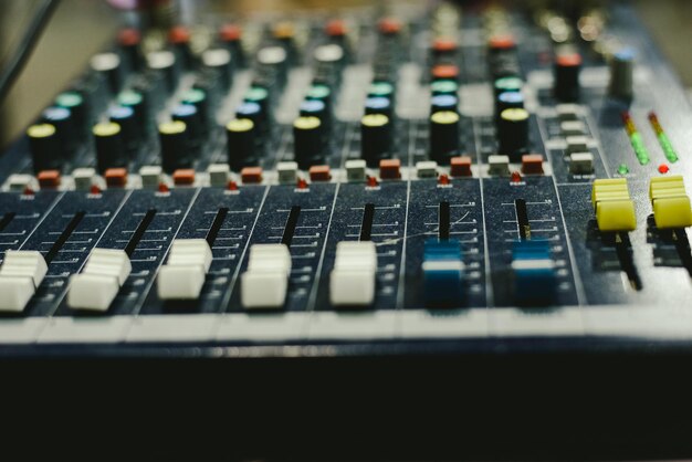 Close-up of sound mixer