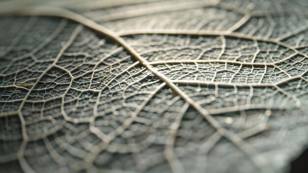 a close up of a spider web with a pattern of a leaf