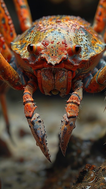 a close up of a spiders head with the eyes open