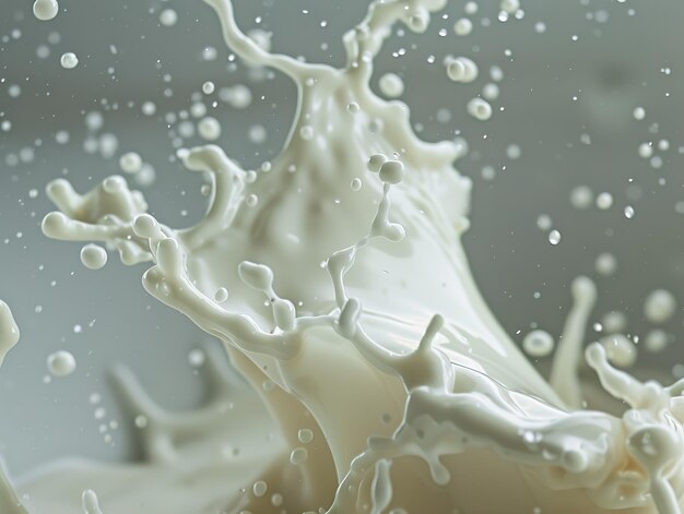 a close up of a splash of milk with bubbles in it