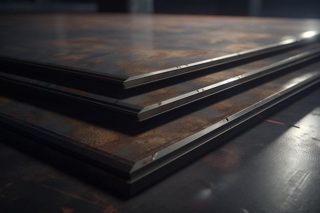 A close up of a stack of black and brown tiles with the word'iron'on the top.