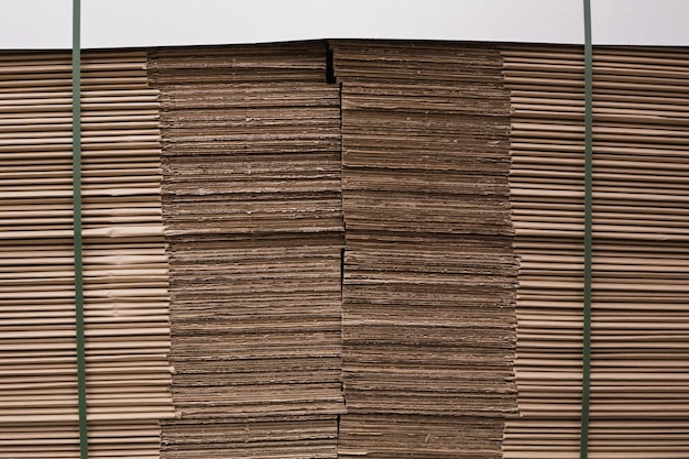 Close up of a stack of cardboard