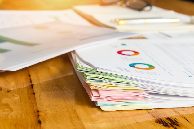 close up of stack of papers, Business Flowchart.