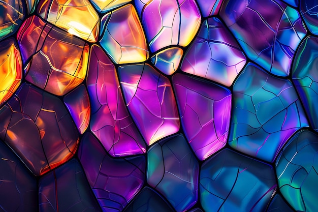 a close up of a stained glass window with a purple and blue diamond