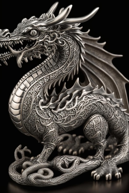 Close up of a statue of a dragon generative ai