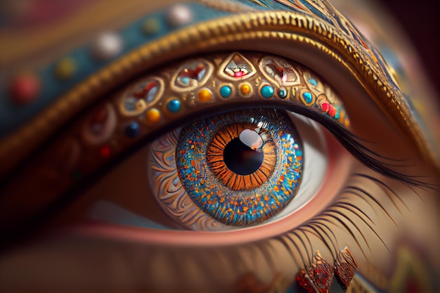 Close up of statue womans eye generative ai