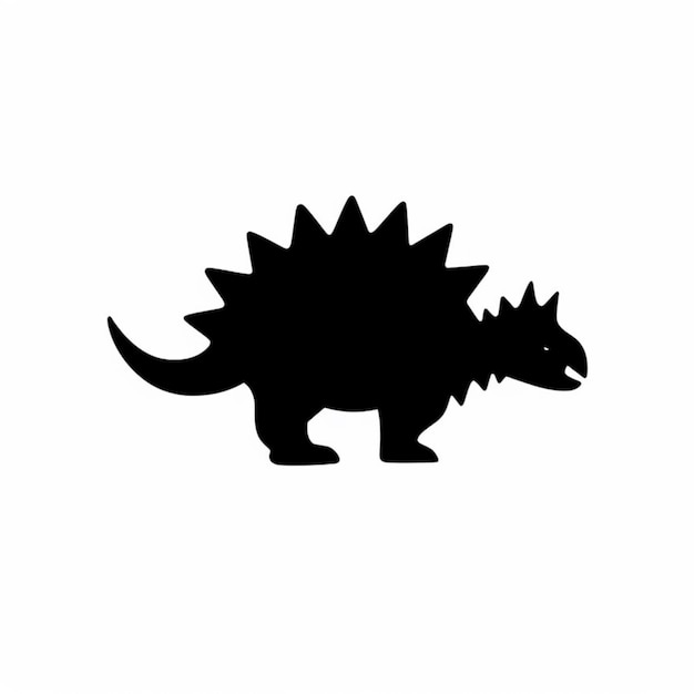 a close up of a stegosaurus dinosaur silhouette on a white background generative ai