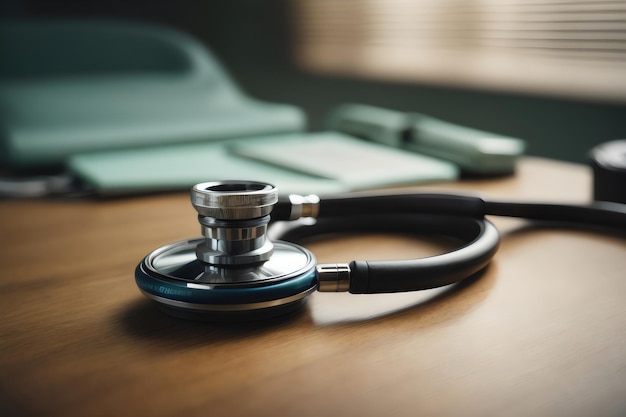 close up of stethoscope on table