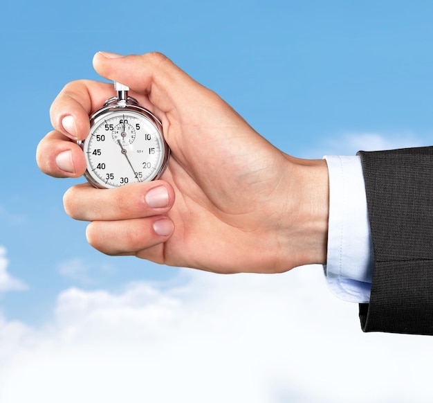 Close-up Stopwatch in Human Hand, Timer