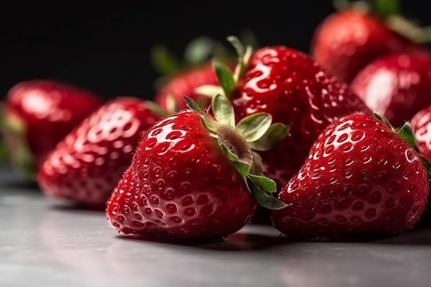 A close up of strawberries on a table