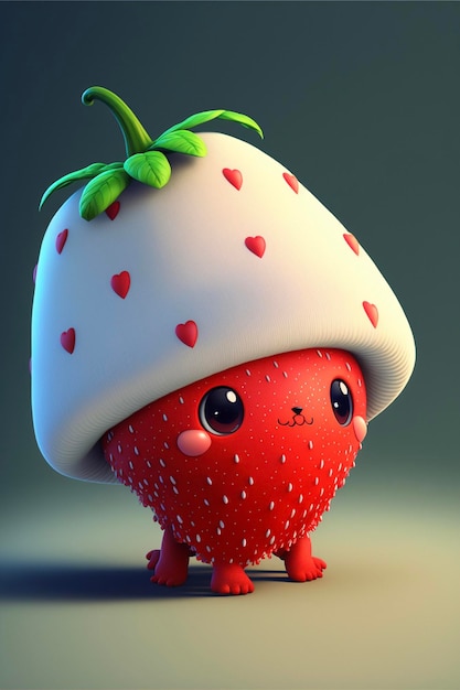 Close up of a strawberry wearing a hat generative ai