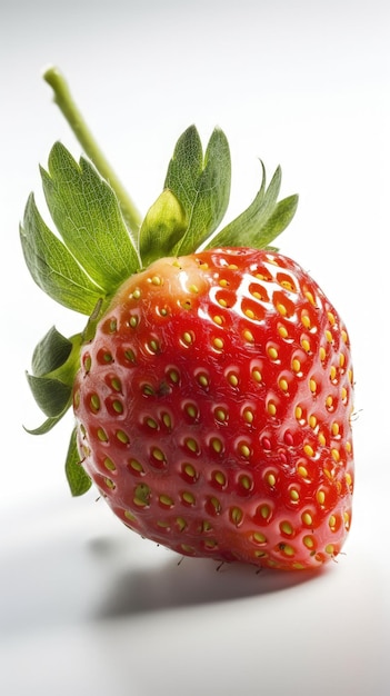 A close up of a strawberry on a white background generative AI