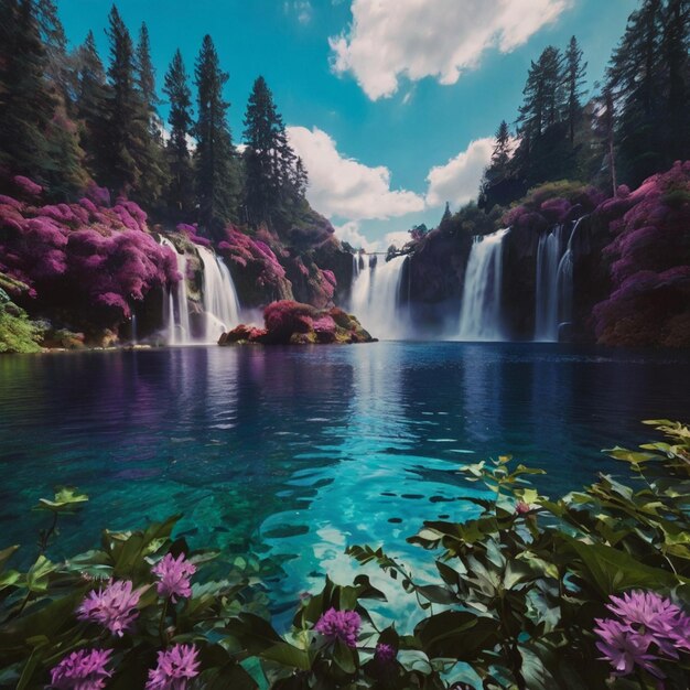 A close up of a stream running through a lush green forest