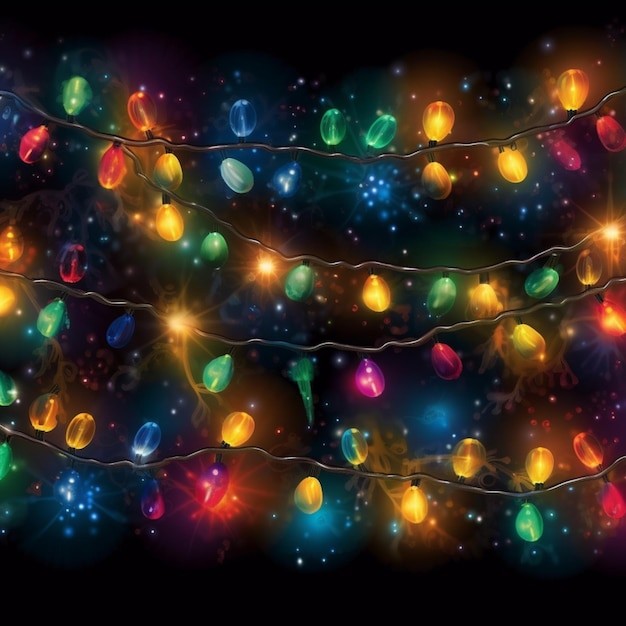 A close up of a string of christmas lights with stars generative ai