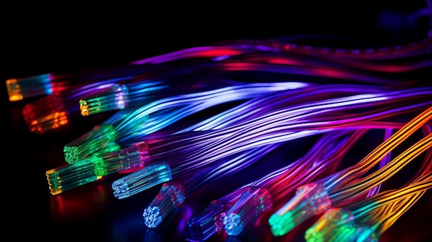 A close up of a string of colorful wires