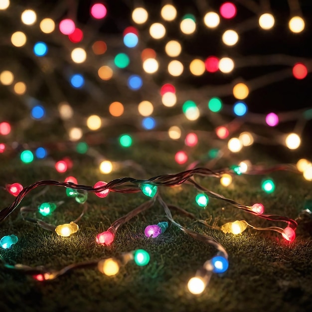 Photo close up of a string of lights with lights around it