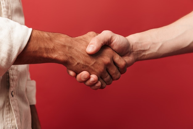 Close up of a strong men's handshake 