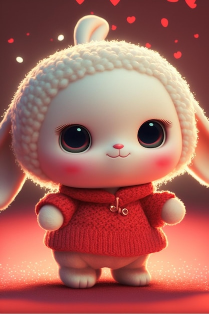 Close up of a stuffed animal wearing a sweater generative ai