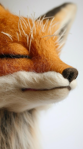 Photo a close up of a stuffed fox with a white background