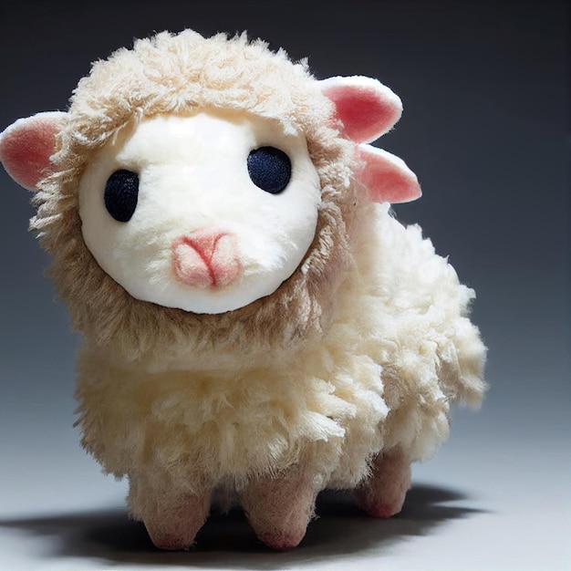 Close up of a stuffed sheep on a table generative ai