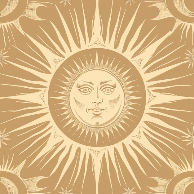 a close up of a sun with a face in a circle generative ai