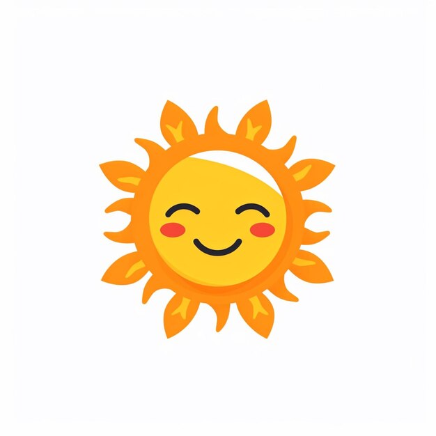 a close up of a sun with a smiling face on a white background generative ai