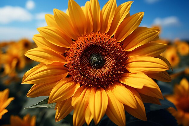 Close up of a sunflower with vibrant colors