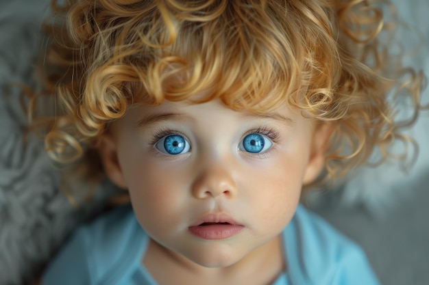 Close Up of Surprised Child With Curly Hair