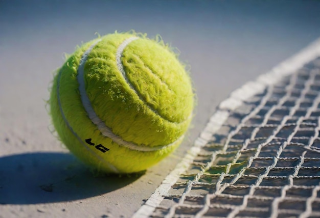 close up of a tennis ball on the ground