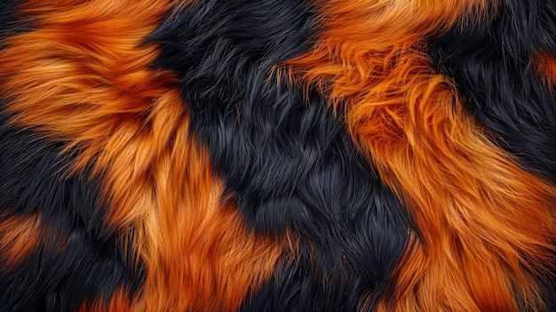 Photo close up texture of black and orange fur pattern abstract natural animal skin background for