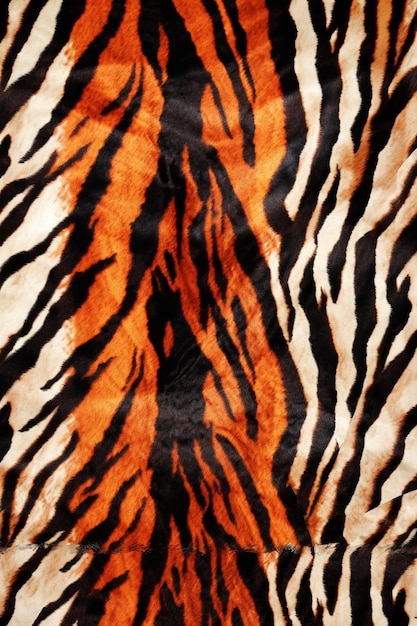 a close up of a tiger print fabric with a black and orange stripe generative ai