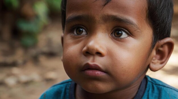 Close up of a toddler with wide eyes