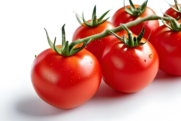 Close up tomatoes on white background