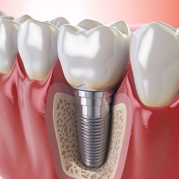 a close up of a tooth with a dental implant on it generative ai