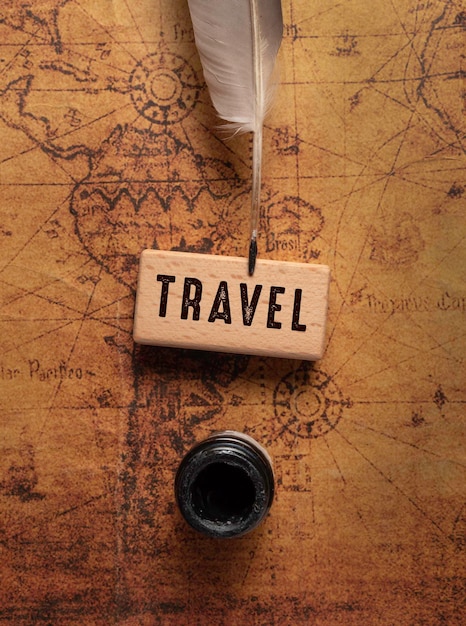 Close up of Travel Word , Travel Concept Idea