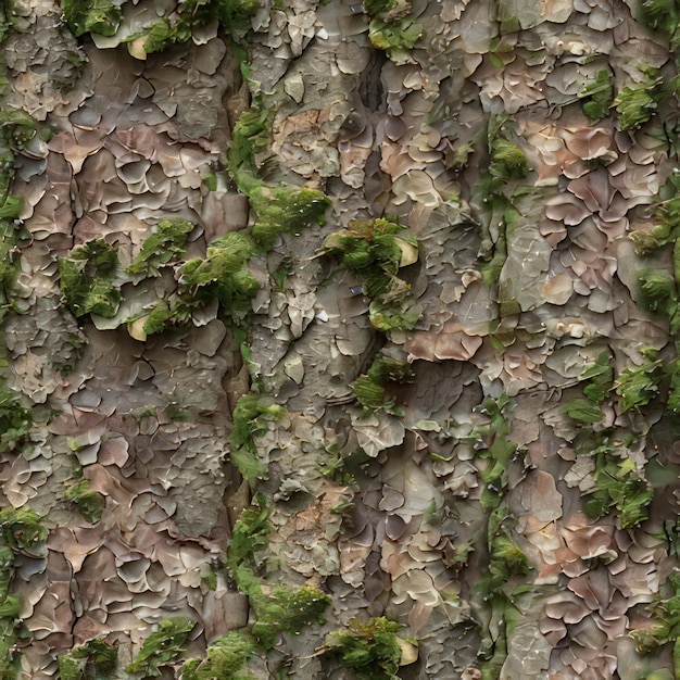 a close up of a tree bark with moss growing on it