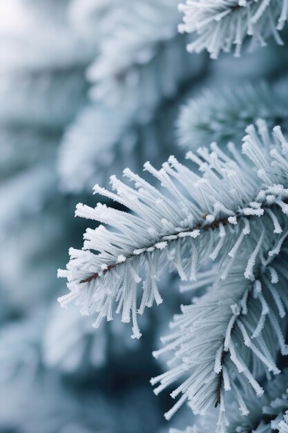 A close up of a tree branch covered in snow