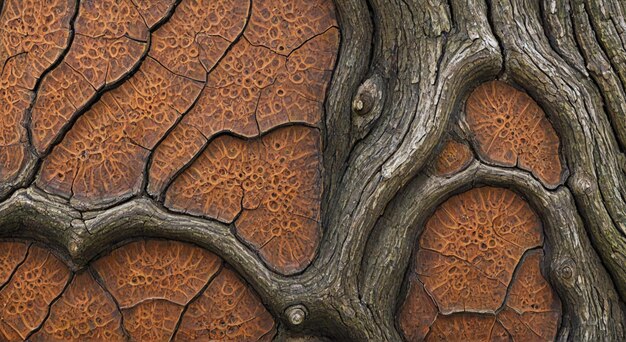 Photo a close up of a tree with a brown and brown pattern