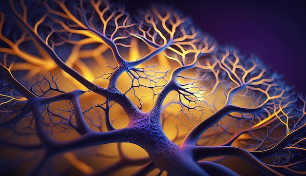 A close up of a tree with many branches generative AI