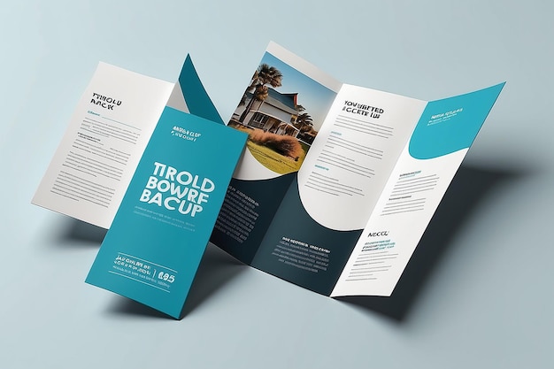 Close up trifold brochure mockup design