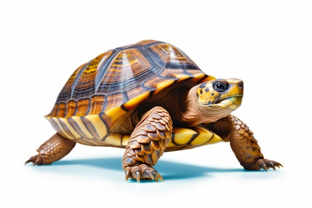 Close up of turtle on white background with white background Generative AI