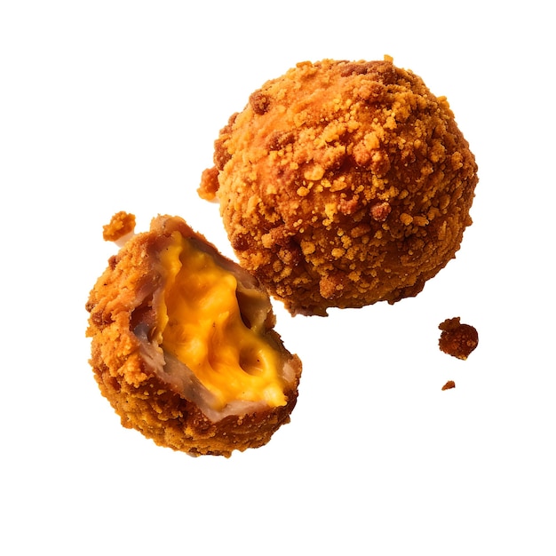 A close up of two balls with one being eaten