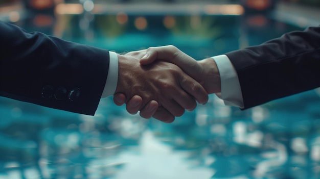 Close up of two business men shaking hands in the office