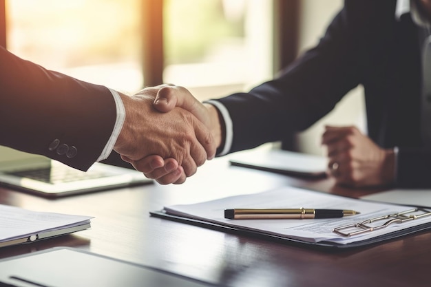 A close up of two people shaking hands