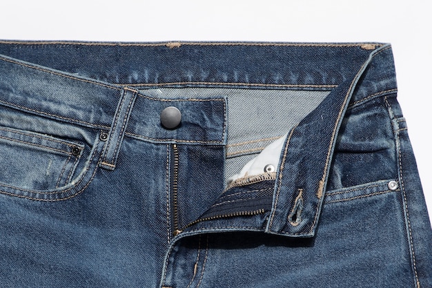 Close up of unbuttoned jeans